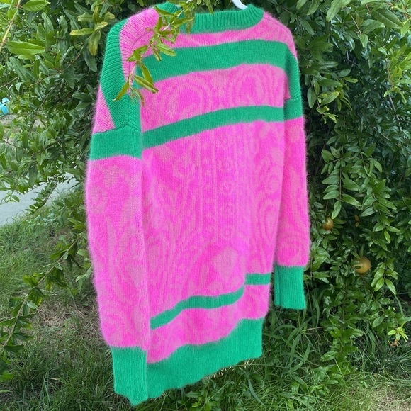 Juicy Couture Women’s Oversized Cardigan Angora Pink and Green Sweater XS/S - Picture 3 of 13